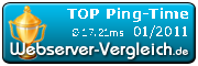 17.21ms Ø Ping-Time 01/2011 (Test by Webserver-Vergleich.de)