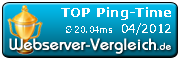 20.04ms Ø Ping-Time 04/2012 (Test by Webserver-Vergleich.de)