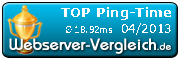 18.92ms Ø Ping-Time 04/2013 (Test by Webserver-Vergleich.de)